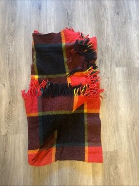 Cozy Red & Black Plaid Fringe Throw Blanket